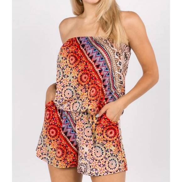 NEW VAVA amaya tube romper in red multi - Picture 1 of 3